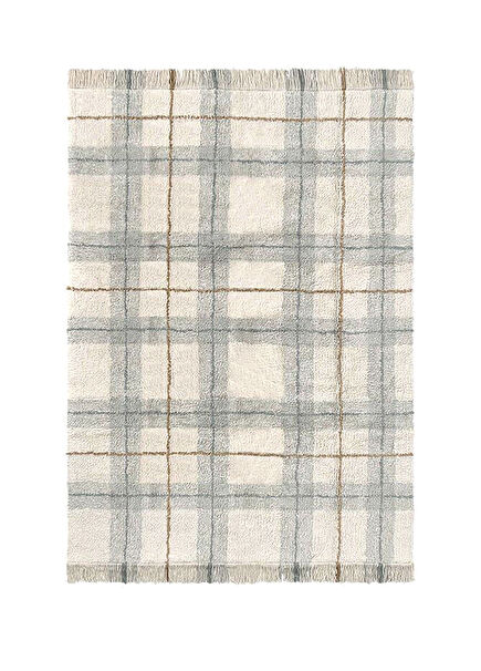 Tartan Blue Sage Cotton Small Size Children's Room Carpet