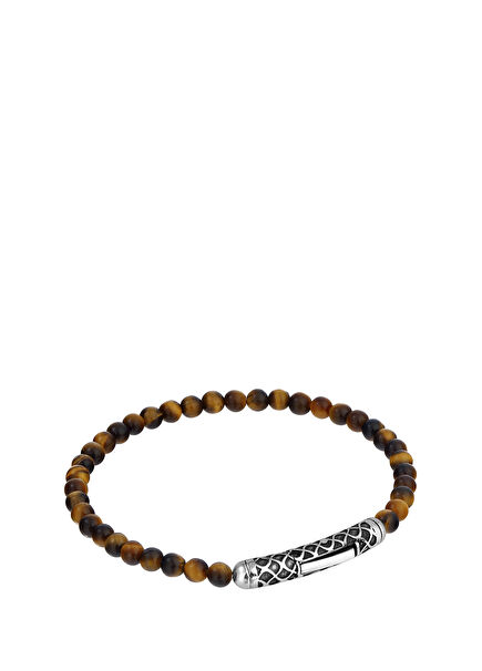 Brown Men's Silver Bracelet