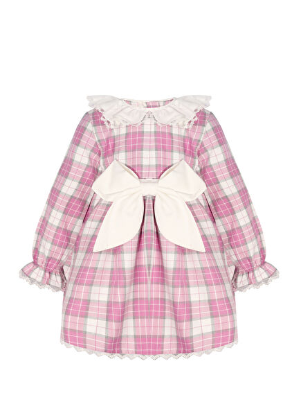 Clara Pink Plaid Patterned Girls' Dress