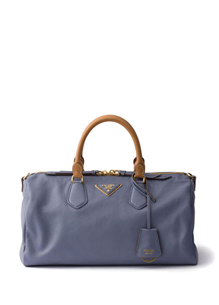 Evasion Blue Leather Top Handle Oversized Women's Handbag