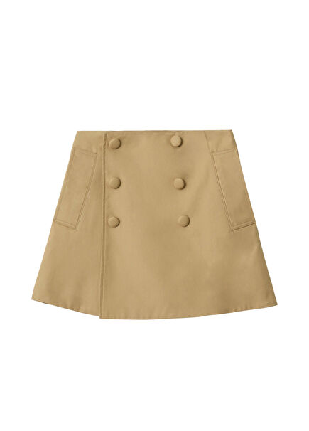 Cotton Trench Beige A-line Girl's Skirt