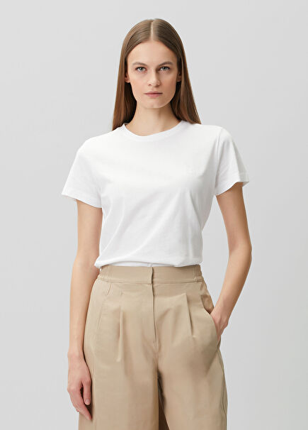 Beyaz Dökümlü T-shirt