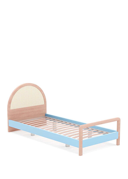 Culi Bed Doğal Ahşap Rengi ve Mavi Çocuk Yatak 90x190 cm
