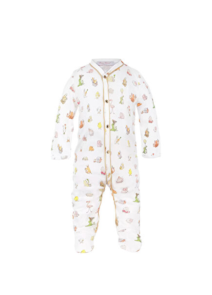 Çok Renkli Baskılı Unisex Bebek Patikli Tulum