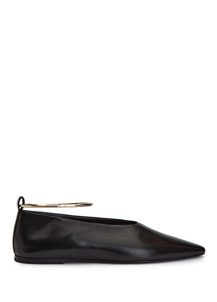 Black Leather Ballet Flats