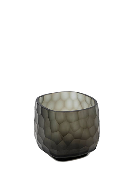 Yava Indigo Smoke Grey Glass Candle Holder