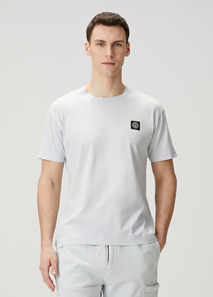 Light Blue Logo Detailed T-Shirt