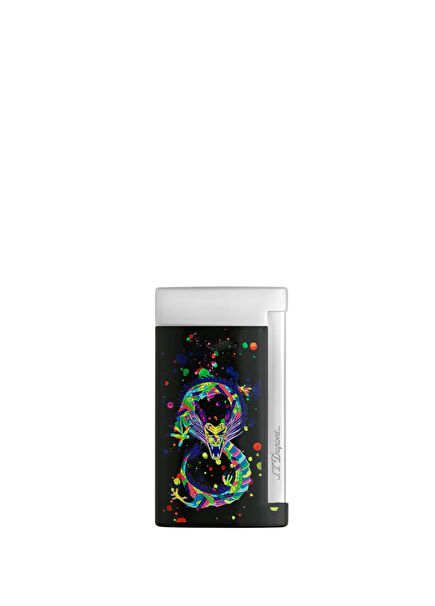 027777 Slim 7 Dragon Picture Black Lighter