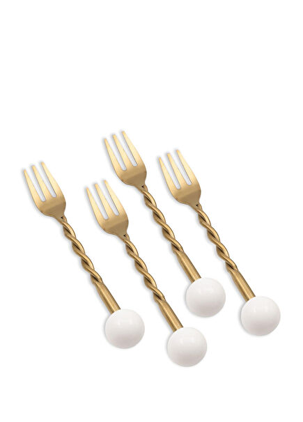 Globe White Gold Steel 4-Piece Cake Fork