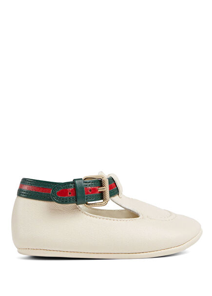 Kırık Beyaz Unisex Bebek Deri Ayakkabı