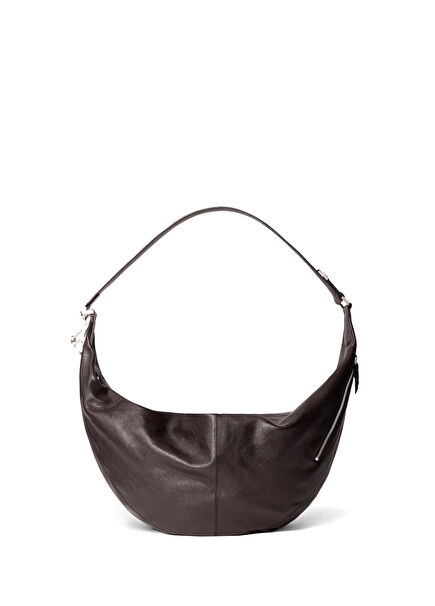 Large Koyu Kahverengi Erkek Deri Çanta