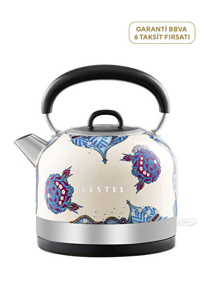 Aslı Filinta Retro Beige Tile Kettle 1.7 Lt