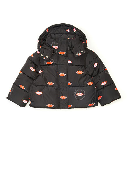 Black Hooded Girl Puff Coat