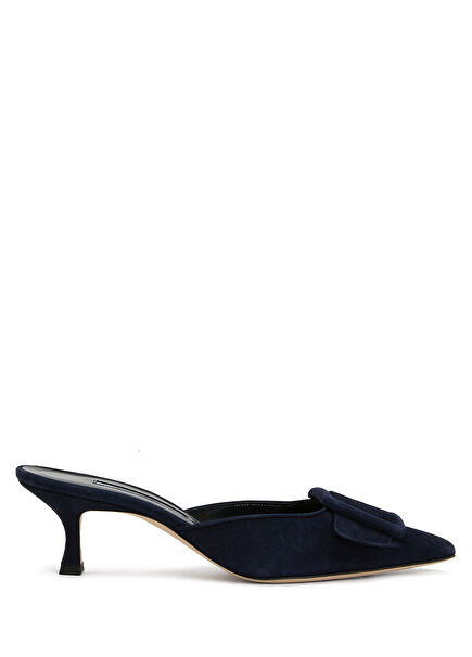 Maysale Navy Blue Women's Suede Mules