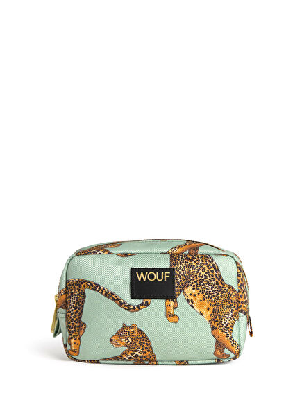 Emerald Leopard Colorful Printed Women's Makeup Bag 15 x 10 cm