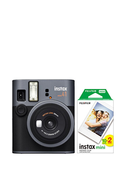Instax Mini 41 Black Analog Instant Camera and 20-Pack Mini Film