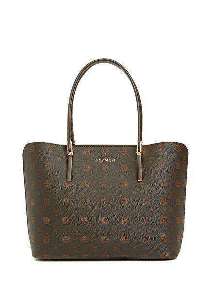 Kahverengi Logolu Kadın Omuz Çantası