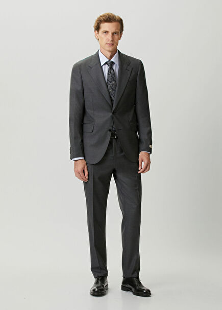 Anthracite Plaid Patterned Wool Suit