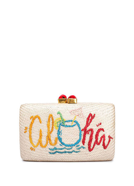Kapre Aloha White II Naturel Doğal Taş Detaylı Kadın El Çantası