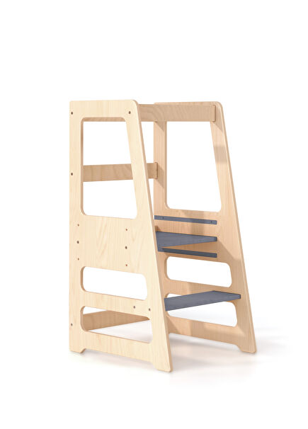 Gri Ahşap Ayarlanabilir Öğrenme Kulesi