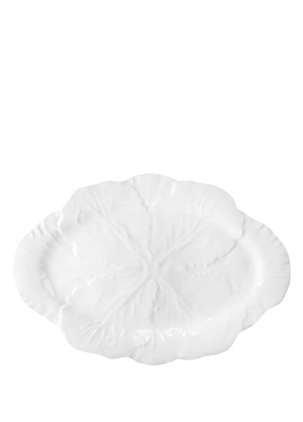 Botanica Beyaz Çiçek Desenli Melamin Oval Tabak 40,5 cm