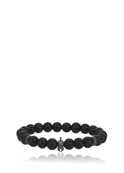 Helmet 925 Sterling Silver Onyx Men's Bracelet