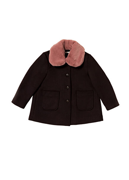 Burgundy Wool Fur Girls' Coat