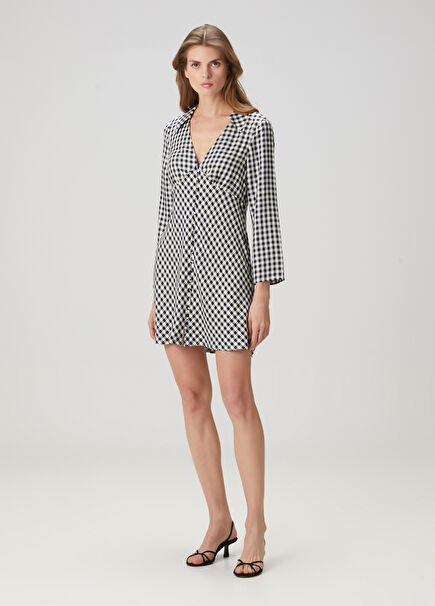 Jackie Navy Blue Gingham Mini Dress