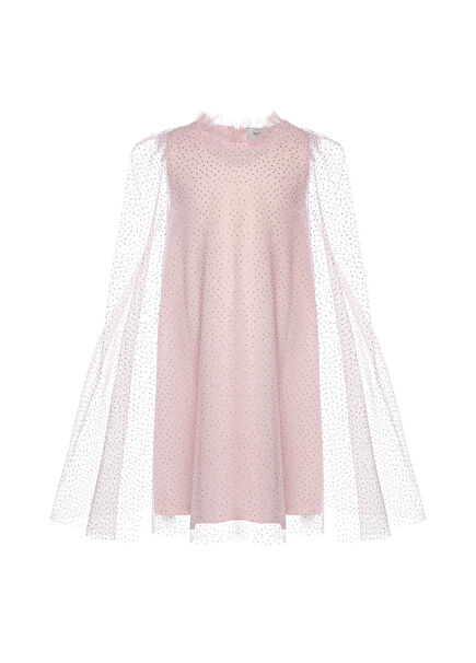 Pudra Pembe Işıltılı Pelerin Kız Çocuk Elbise