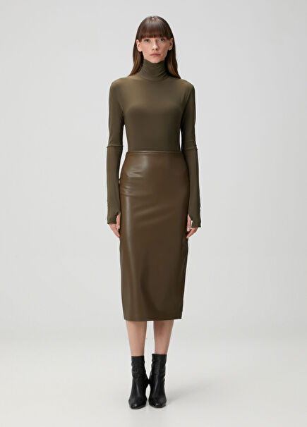 Kahverengi Midi Etek