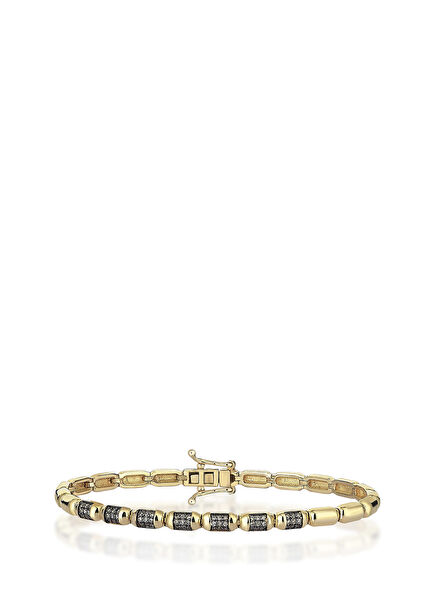 Kibele Brown Bangle Pırlanta Taşlı 14 Ayar Altın Kadın Bileklik