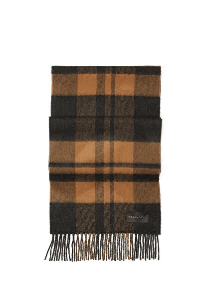 Taransay Brown Plaid Men's Cashmere Scarf