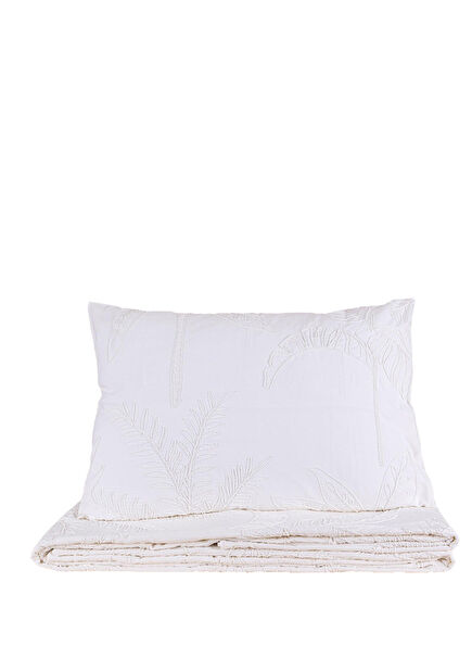 Cream Cotton Double Bedspread Set 260 x 280 cm