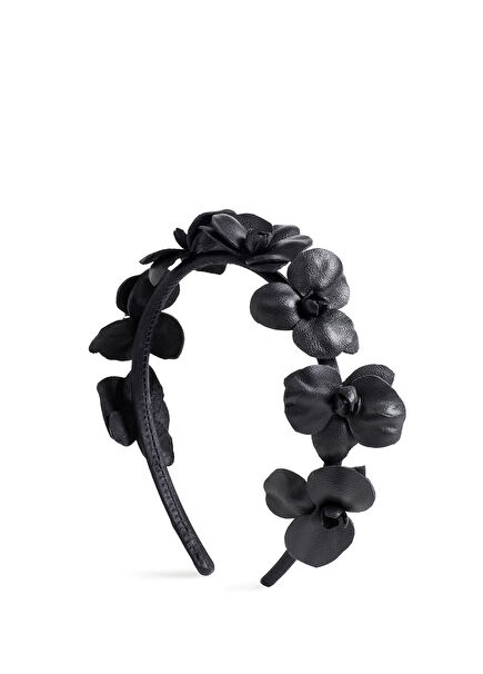 Singapore Orchid Siyah Deri Kadın Taç
