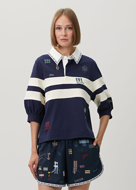 Claira Lacivert Polo Sweatshirt