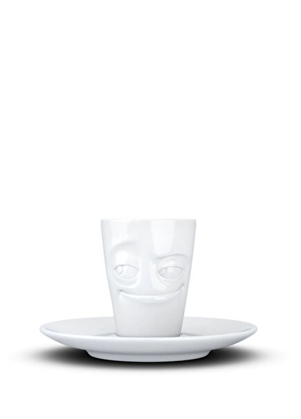 Impish White Porcelain Coffee Cup and Saucer