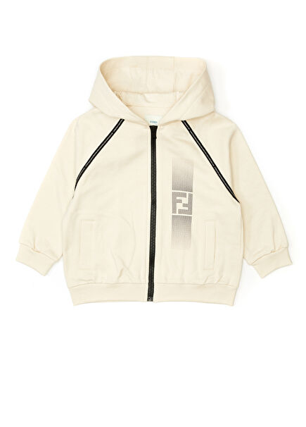 Krem Kapüşonlu Erkek Çocuk Sweatshirt