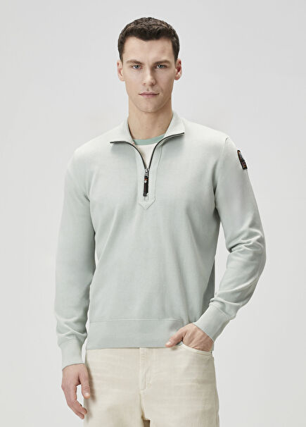 Scoe Gri Yakası Fermuarlı Basic Sweatshirt