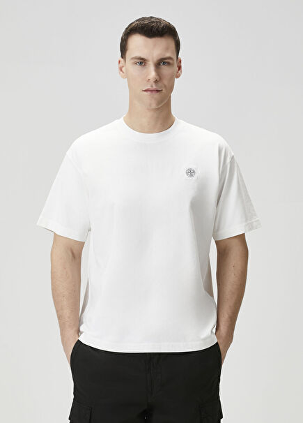 White Logo Detailed T-Shirt