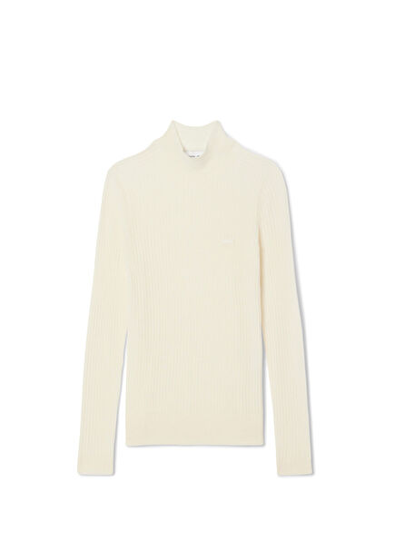 Beyaz Slim Fit Dik Yaka Kadın Kazak