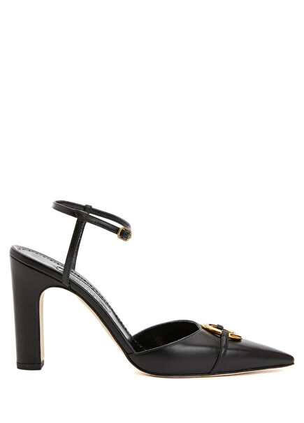 Querelle Siyah Deri Topuklu Ayakkabı