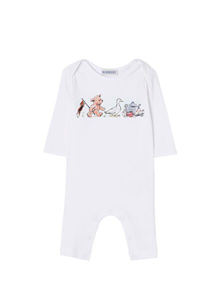 Albern Teddy Beyaz Uzun Kollu Unisex Bebek Tulum