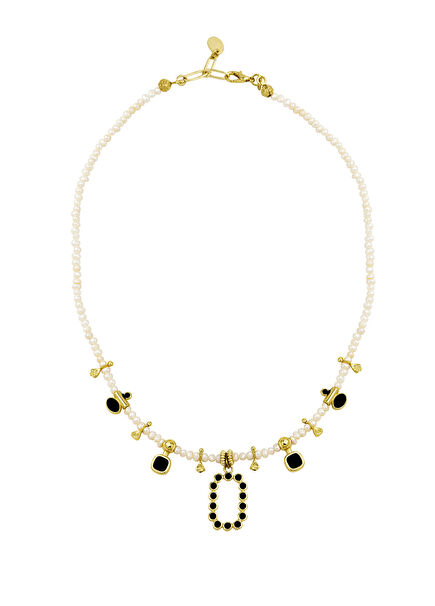 Midnight İncili Altın Kaplama Kadın Kolye