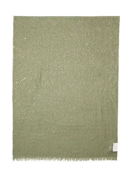 Açık Yeşil Payet İşlemeli Kadın Kaşmir Şal