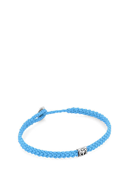 Peace Braided Wax Mens Silver Bracelet