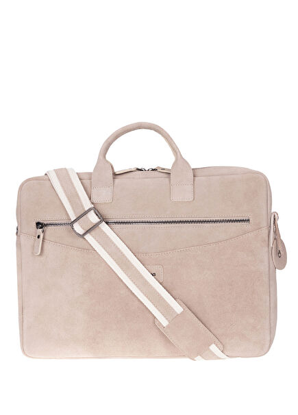 Sand Still Krem Bej Süet Deri 15/16'' MacBook Laptop Çantası