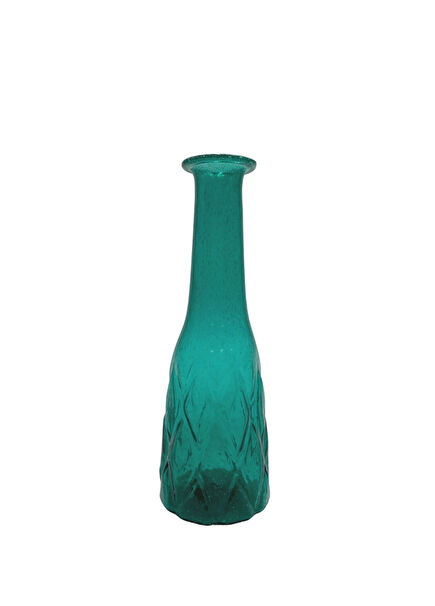 Teal Blue Glass Vase 18x8 cm