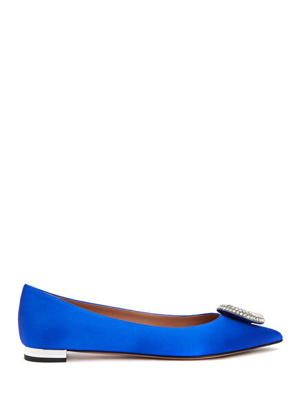 Crystal Hoop Blue Women's Satin Ballerinas