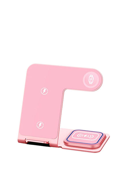 Pink Alüminyum Magsafe Uyumlu Kablosuz Şarj Standı 