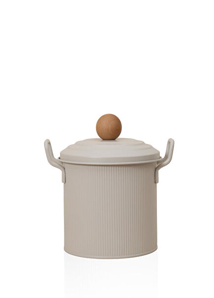 Stripe Bej Bakliyat ve Deterjan Saklama Kutusu